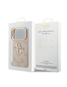 Funda GUESS para iPhone 17 Pro efecto piel y logotipo 4G (Rosa)