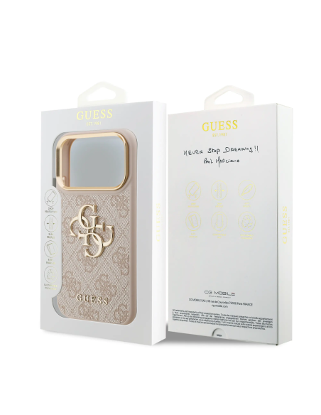 GUESS Case for iPhone 17 Pro PU Finish and 4G Logo (Pink)