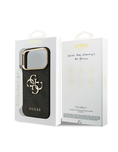 GUESS Case for iPhone 17 Pro PU Finish and 4G Logo (Black)