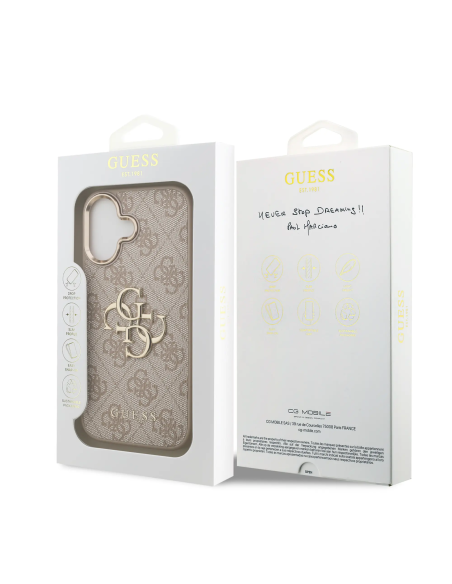 Funda GUESS para iPhone 17 efecto piel y logotipo 4G (Rosa)
