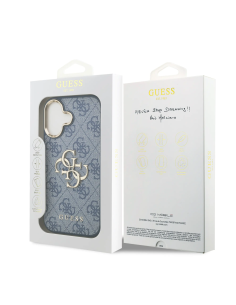 Funda GUESS para iPhone 17 efecto piel y logotipo 4G (Azul)