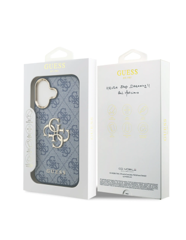 Funda GUESS para iPhone 17 efecto piel y logotipo 4G (Azul)