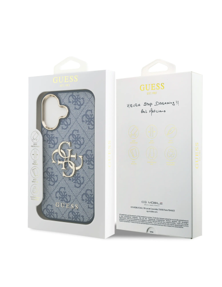 GUESS Case for iPhone 17 PU Finish and 4G Logo (Blue)