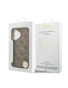 Funda GUESS iPhone 17 Polipiel Marrón con MagSafe Logo Clásico