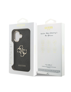 Funda GUESS para iPhone 17 efecto piel y logotipo 4G (Negro)