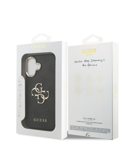 Funda GUESS para iPhone 17 efecto piel y logotipo 4G (Negro)