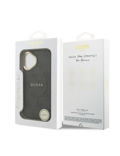 GUESS – Funda iPhone 17 en Polipiel Negra con MagSafe y Logo Clásico