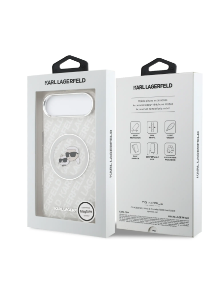 Karl Lagerfeld – Funda iPhone 17 Air con MagSafe IML Brillo Gris y Logo K&C