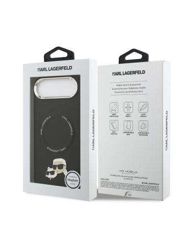 Karl Lagerfeld – Funda iPhone 17 Air en PU con MagSafe Negra y Pins K&C