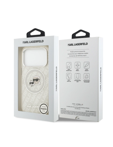 Karl Lagerfeld – Funda iPhone 17 Pro con MagSafe IML Brillo Gris y Logo K&C