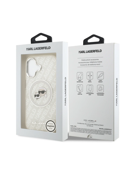 Funda KARL iPhone 17 IML MagSafe con Brillo Logo K&C Gris