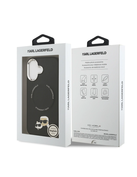 Karl Lagerfeld – Funda iPhone 17 en PU con MagSafe Negra y Pins K&C