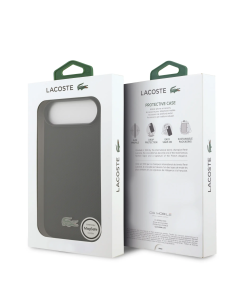 LACOSTE – Funda iPhone 17 Air con MagSafe en PVC Petit Piqué Negra con Logo Lacado