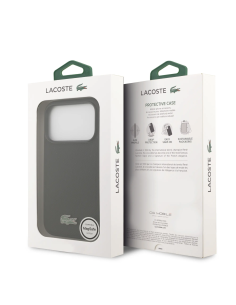 Funda LACOSTE iPhone 17 Pro MagSafe PVC Petit Piqué Logo Lacado Negra