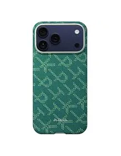 PITAKA – Funda Ultra-Slim iPhone 17 Pro Max Monogram-Gold/Green Fibra Aramida
