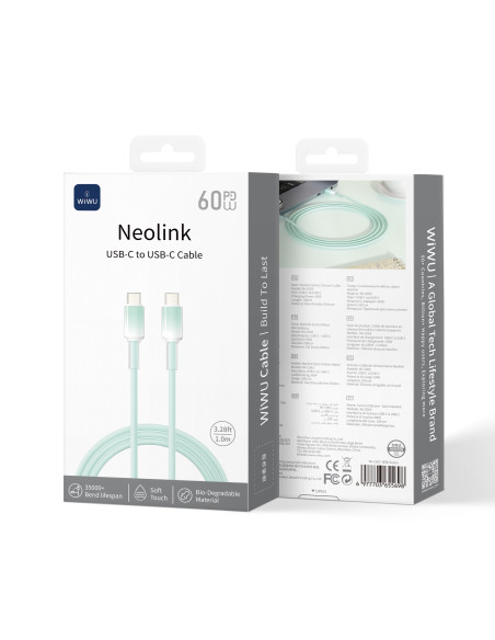 Cable USB-C a USB-C 60W Silicona Neolink Menta (1 m)