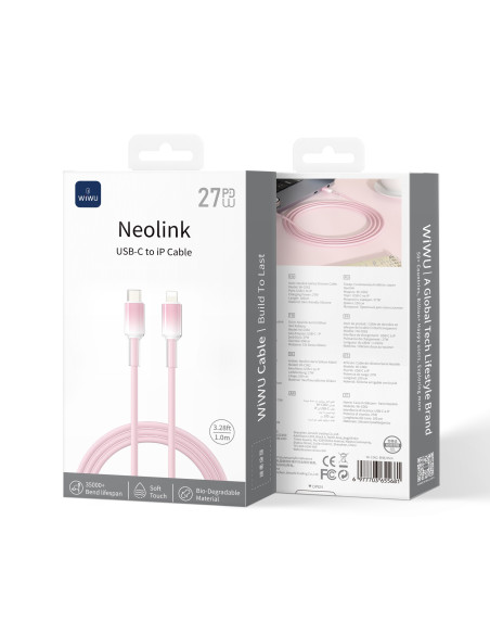 USB-C to Lightning Silicone Cable 27W Neolink Pink (1 m)