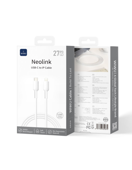 USB-C to Lightning Silicone Cable 27W Neolink White (2 m)