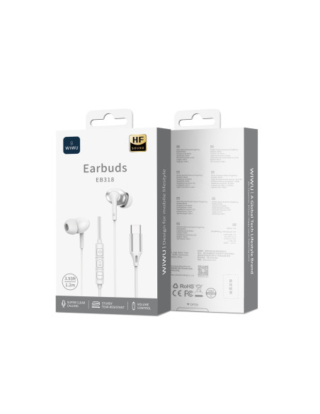 USB-C Stereo Wired Headphones White