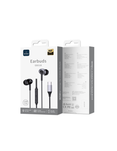 Auriculares Estéreos con Cable USB-C (Negro) BY AIR