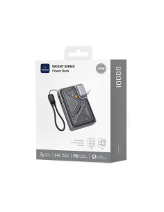 Knight Series 10,000 mAh Power Bank – 35W with Integrated CN+UK+EU Plug, Black