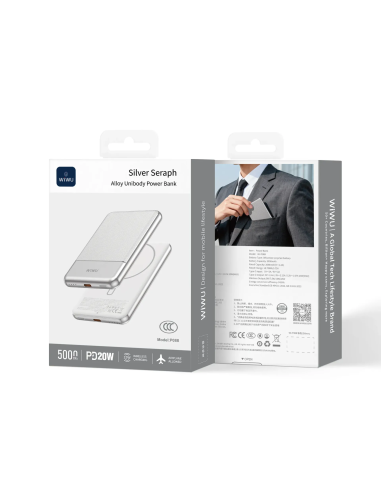 Powerbank 5000 mAh PD20W Plata