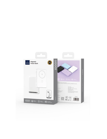 20W 10,000 mAh Magnetic Power Bank with Integrated Stand White