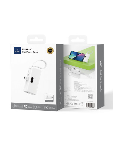 Mini External Battery ESPRESSO 5,000mAH White
