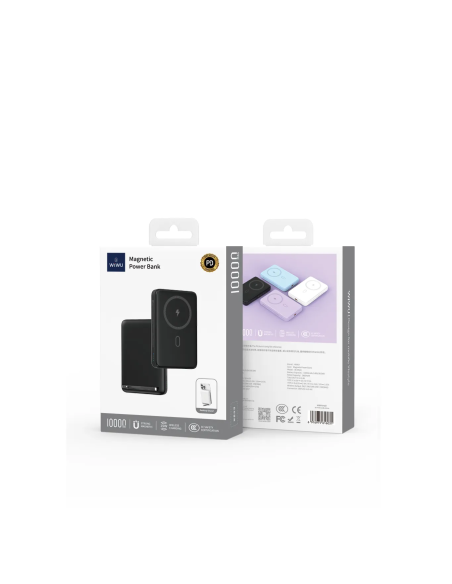 20W 10,000 mAh Magnetic Power Bank with Integrated Stand Black