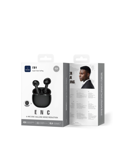 T31 ENC Wireless Headphones – Ambient Noise Cancelling Black