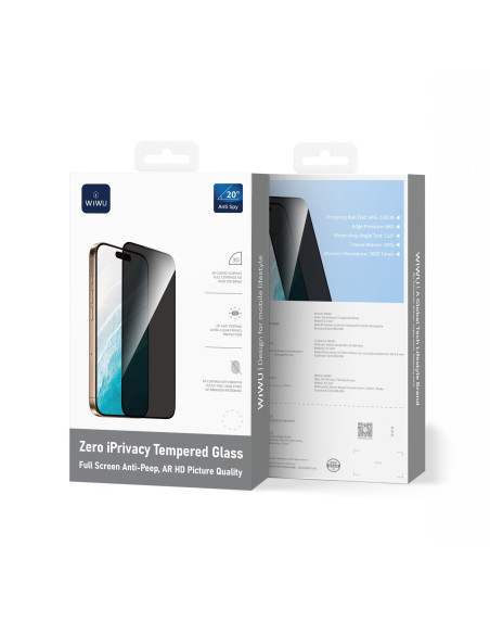 Protector Zero Curvo con Filtro de Privacidad para iPhone 17/16 Pro