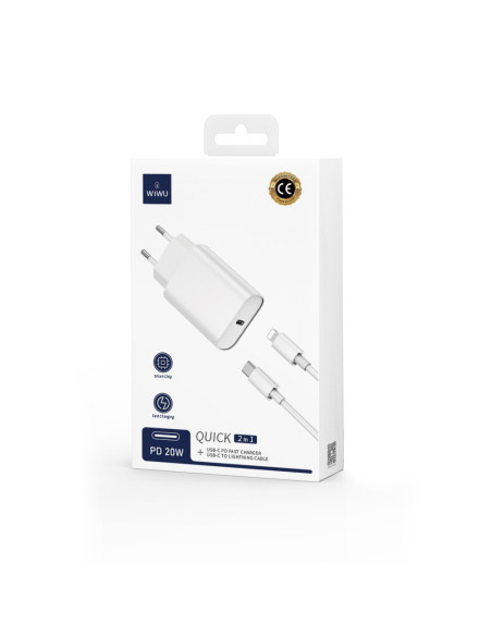 PD 20W Fast Charger + USB C to Lightning Cable EU plug