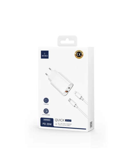 QUICK Cargador de 20W+18W (PD+QC) con Cable C-L