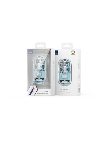 Wireless Mouse Magnetic Crystal Dual Bluetooth + 2.4G 3 Modes WM105 Blue