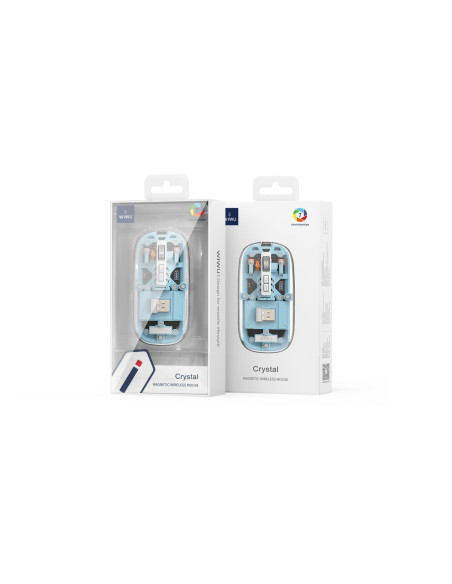 Wireless Mouse Magnetic Crystal Dual Bluetooth + 2.4G 3 Modes WM105 Blue