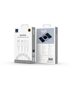 Starlink Cable 3 En 1(A-C+L+M) de 3,1A y 1,2 Metro, Blanco