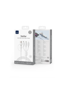 Cable USB-A + USB-C a Micro USB + Lightning 2,1 A Stellar (1,2 m)