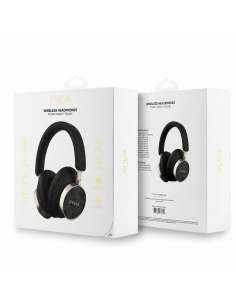 GUESS Bluetooth Headphones with 4G PU Finish and Classic Logo (Black)