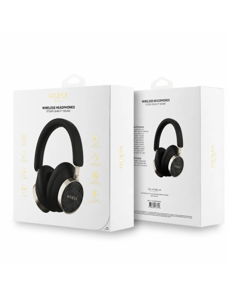 GUESS Bluetooth Headphones with 4G PU Finish and Classic Logo (Black)