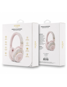 Cascos Bluetooth ENC GUESS de polipiel con logotipo triangular (Rosa)