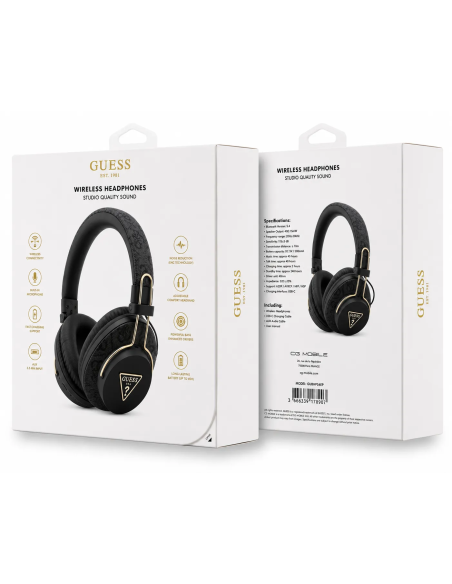 Cascos Bluetooth ENC GUESS de polipiel con logotipo triangular (Negro)
