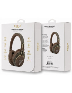 Cascos Bluetooth ENC GUESS de polipiel con logotipo triangular (Marrón)
