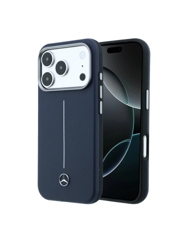 Mercedes-Benz case for iPhone 17 Pro with Magsafe, Leather Effect (Navy Blue)