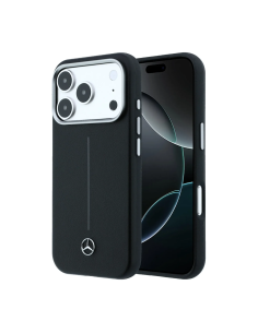 Funda Mercedes-Benz para iPhone 17 Pro con MagSafe, efecto cuero (Negro)