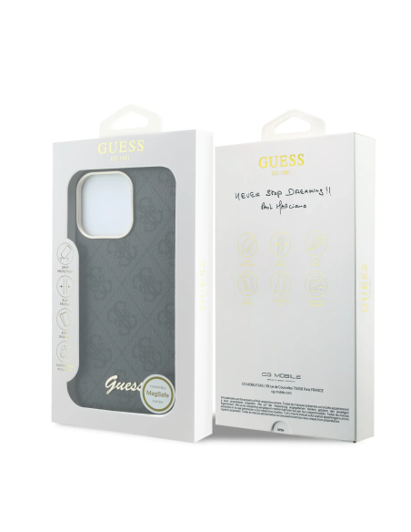 GUESS – Funda iPhone 15 Pro Max de Polipiel con MagSafe Logo Guess en Relieve Negra