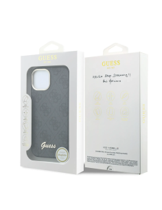 GUESS – Funda iPhone 15 de Polipiel con MagSafe Logo Guess en Relieve Negra