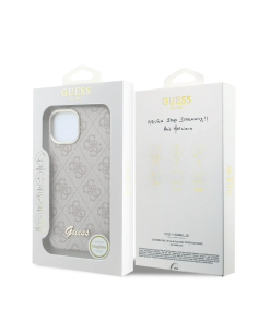 GUESS – Funda iPhone 15 de Polipiel con MagSafe Logo Guess en Relieve Rosa