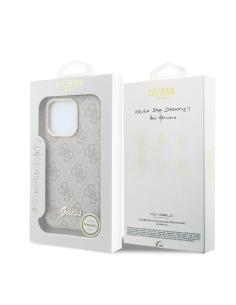 GUESS – Funda iPhone 16 Pro de Polipiel con MagSafe Logo Guess en Relieve Rosa