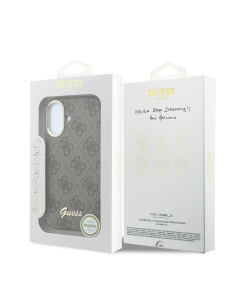 F. iPhone 16 de Polipiel con Magsafe Logo Guess en Relieve Marron