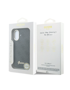 F. iPhone 16 de Polipiel con Magsafe Logo Guess en Relieve Negra